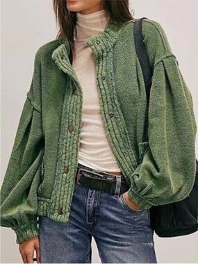 Free People We The Free Cute In This Cardi Cardigan Sweater in Frosty Spruce NWT